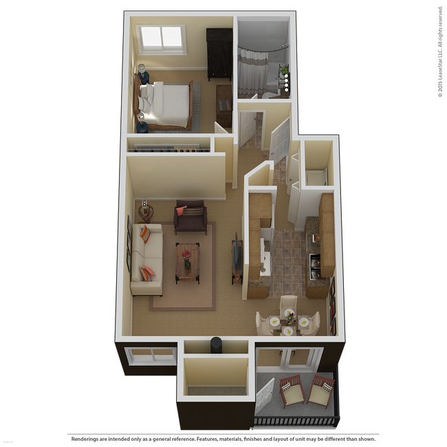 1 Bed 1 Bath (A) E103 floor plan